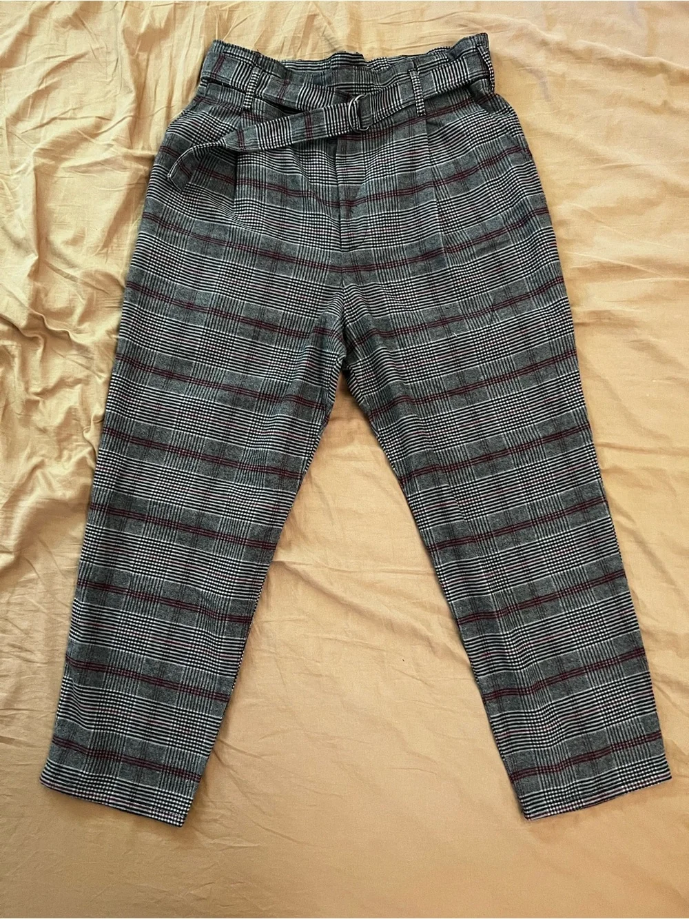 Hollister Gray Plaid Trousers with Burgundy Windowpane